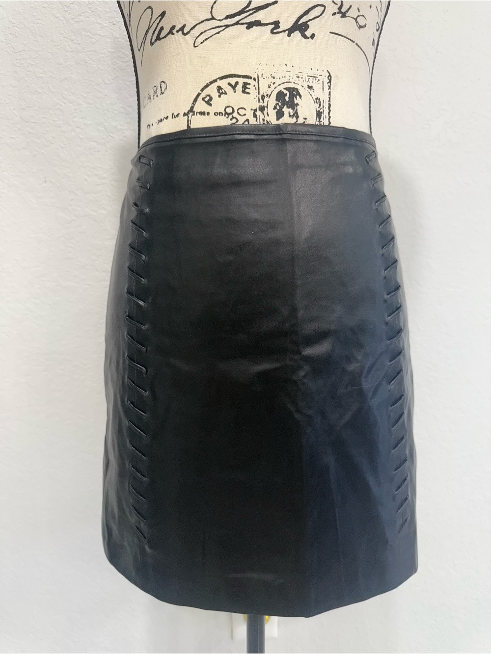 Chocolate USA Black Faux Leather Side Lace Mini Skirt Size L